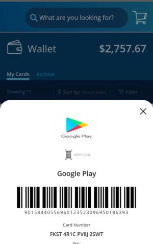 Shopwithscrip Account with Balance of $2000 - $3000